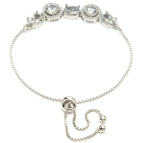 Image of ZENEME Rhodium Plated Brass Crystal Stylish Silver Plated American Diamond Melodic Opulence Bracelets For Women & Gifts For Girls Jewellery