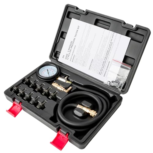 LLNDEI Oil Pressure Gauge Kit, 0-140 PSI Engine Fuel Pressure Tester Gauge Tool Kit for ATVs Cars Trucks-Black Case