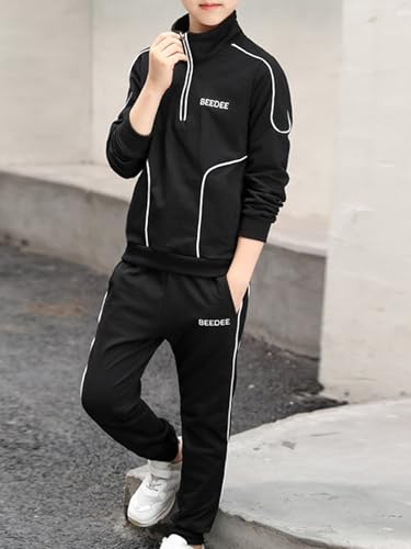 Jugaoge Kids Boys Two Pieces Tracksuits Sweat Suit Long Sleeve Pullover Sweatshirt Sweatpants Activewear Set3