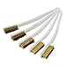 5PCS Brass Wire Brush Set with Plastic Handle for Industrial Cleaning, Metal Polishing and Car Maintenance - .38in x 0.39in Brush Head, 6.9in Total Length