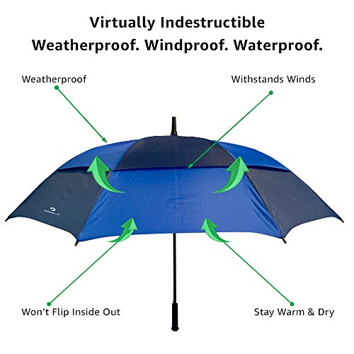 PROCELLA Large Golf Umbrella – AWARD WINNING, Windproof, Waterproof - Superior Heavy Duty Automatic Umbrella Defies High Wind, Sun & Rain – Perfect Cart Holder Fit – Matching Carrying Case Sleeve