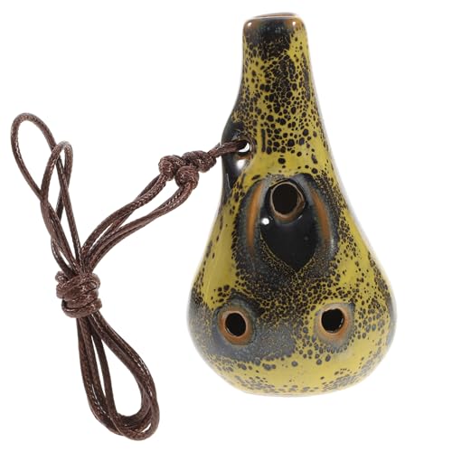 Yardwe Ceramic Ocarina for Beginners Portable Alto Music Instrument with Sound for Music Lovers Glaze Design