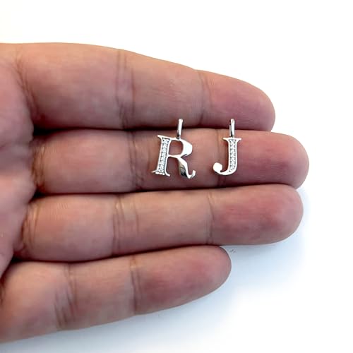 Colgante oro blanco 14k letra R con diamantes ideal para realzar tu estilo de oficina 5
