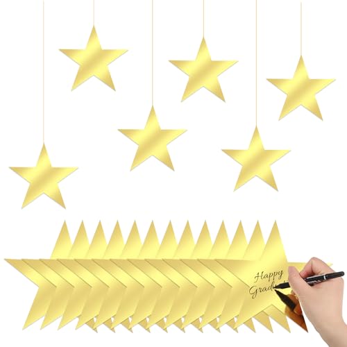 100 Pcs 6 Inch Gold Star Cutouts Double Printed Paper Stars Gold Star Decoration Bulletin Board Decorations for Classroom Wall Party