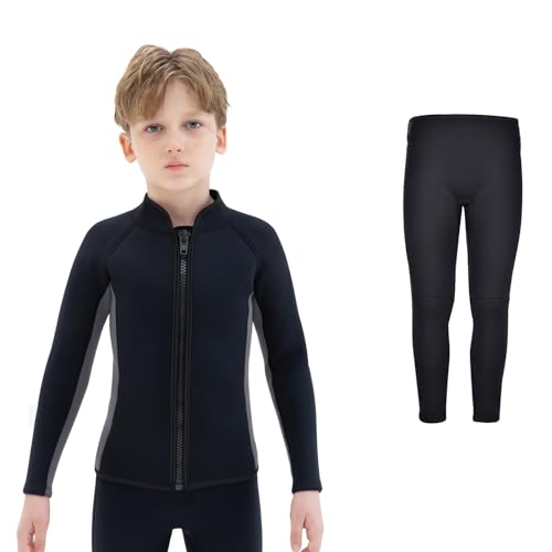 Chaqueta y pantalones de neopreno para niños de 3mm para natación, surf, buceo, snorkel y deportes acuáticos miniatura 1