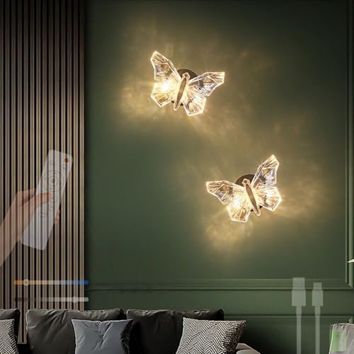 Aplique LED pared interior recargable USB lámpara de pared con mando a distancia oro 2 unidades