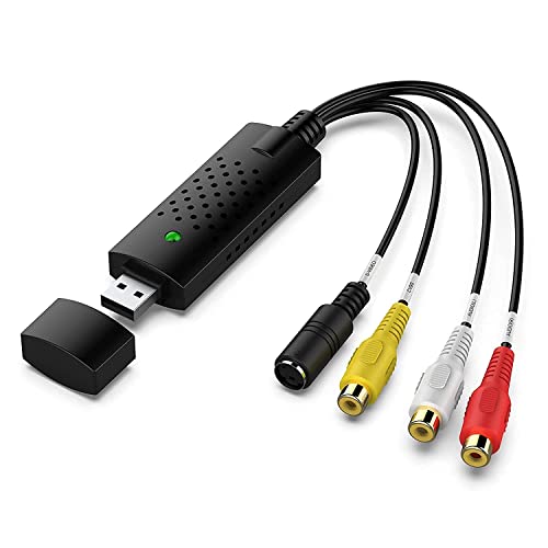 Image of Capture Card, USB Video Capture Card Device, Audio Video Converter Grabber for RCA to USB-Convert VHS Mini DV VCR Hi8 DVD to Digital, for PC TV Tape Player Camcorder. (Black)