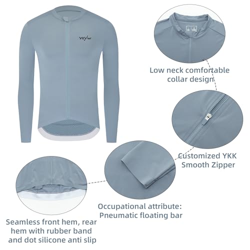 Image of YKYWBIKE Cycling Jersey Men Aero Race Fit, Road Bike Jersey Short Sleeved Moisture Wicking, Breathable,Zip Pocket,UPF50+