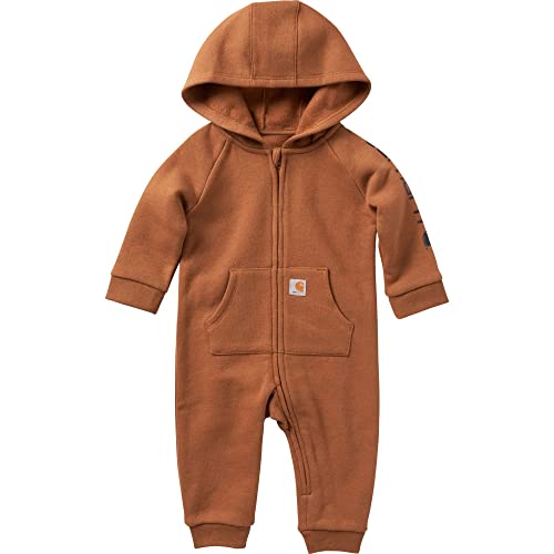 Image of Carhartt baby-boys Long-sleeve Hooded Zip-up Footless Jumpsuit One-piece Hoodie