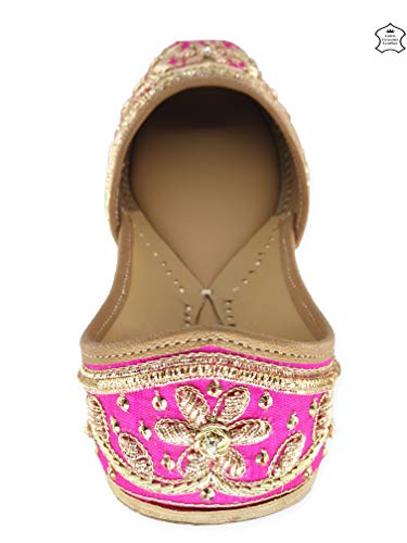Image of Fulkari Women's Murraya Genuine Soft Leather Juttis | Bite and Pinch Free Jutis | Punjabi Jutti For Ladies | Bridal Ethnic Stylish Mojari Flats For Girls |