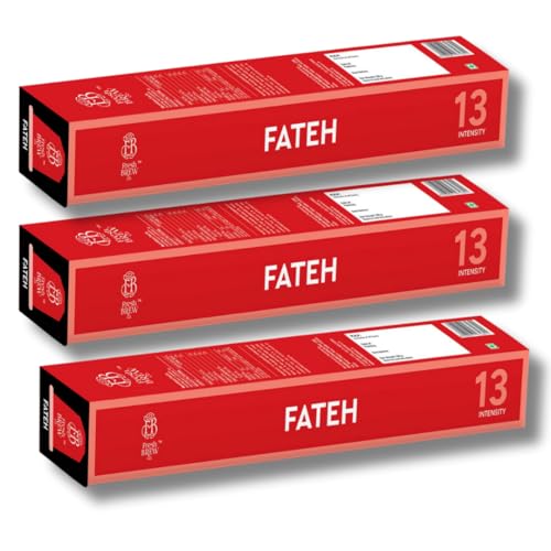Image of Fresh Brew Co. Fateh Dark Roast Coffee | Intensity 13 | Nespresso Compatible Capsules | Bold & Strong Espresso | Blend of Arabica & Robusta | 10 Aluminium Capsules Per Pack (Pack of 3)