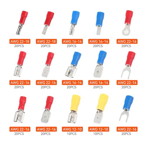 Kabelschuhe Set - Kabelschuhe Flachstecker 280 Stück - Steckverbinder - Ringkabelschuhe - Quetschverbinder - Flachsteckhülsen - Flachstecker KFZ - Kabel Steckverbinder