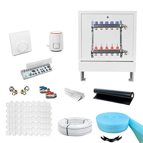 Preisvergleich Produktbild Ratiodämm Fußbodenheizung Trockenbausystem Set Alu-Verbundrohr Analog Regelung 30 m²
