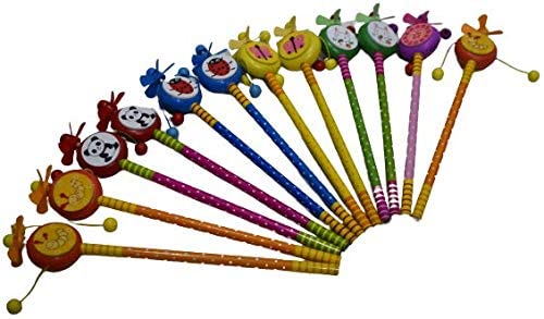 Jtku Handicraft (Pack of 12 Wooden Cartoon Shape Animals Design Pencil Attached Rattle | Best Pencil Use for Kids | Study and Play in Interesting Way | Multicolor (8.5 inch) (B09P5G83M5) Amazon Price History, Amazon Price Tracker
