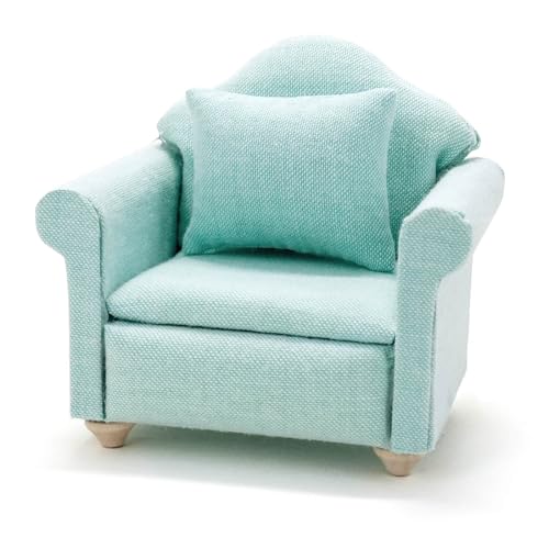 CHAMBERY 1:12 Scale Miniature Chair with Pillow Dollhouse Living Room Furniture, Green