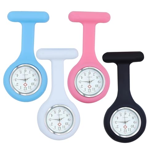 Dupoem Ensemble de Montres d'Infirmière 4 Pièces avec Broche de Sécurité en Silicone, Adaptées aux Infirmières, au Personnel Médical et aux Professionnels de...