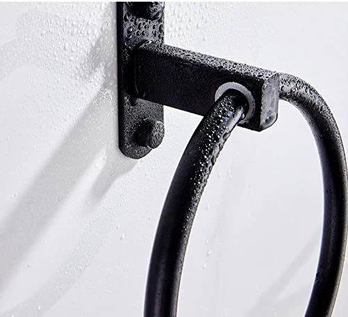 Anneau de serviette noir en aluminium d'espace pour support mural de salle de bain - 6
