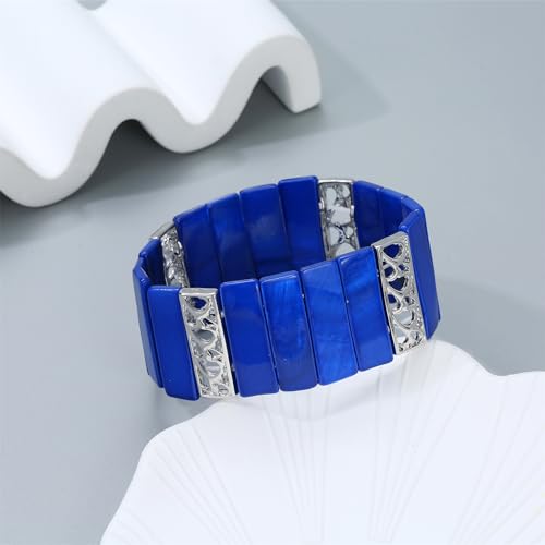 Boho Chunky Stretch Bracelets Colorful Handmade Gold Silver Plated Filigree Shell Bangle Bracelets for Women3