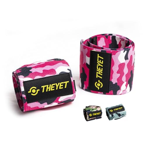 THEYET Muñequeras Deportivas Gym Rosas (1 par) Camo para Cross Training y Fitness | Hombre y Mujer | Protecciones de Muñecas Powerlifting Calistenia Halterofilia Crossfit Barras | Wrist wraps (Rosa)