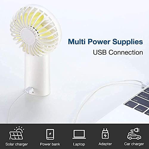 JISULIFE Handheld Fan [20H Max Cooling Time] 4000mAh USB Rechargeable, Battery Operated Portable Fan with 3 Speeds for Travel/Makeup/Office-White - Thumbnail 3