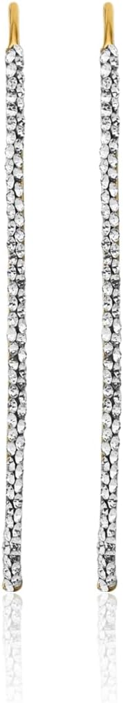 IceCarats 14K Yellow Gold Crystal Swarovski Threader Earrings 52.25mm 2.1 inch Lightweight, Round Cut, Simulated, Prong Set For Her
