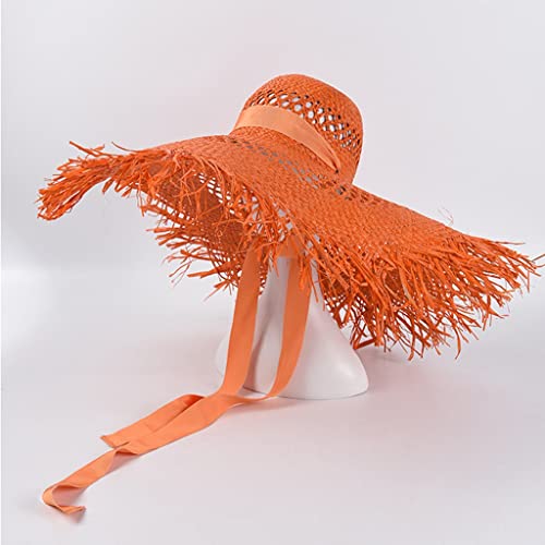 Chapeau de paille ajouré YXWYXWA pour femme style capeline chic