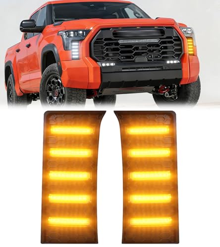 Fog Lights for Toyota Tundra 2022-2025 2026 Accessories 3rd Gen LED Front Grill Daytime Running Light Amber Turn Signals (OE Style)