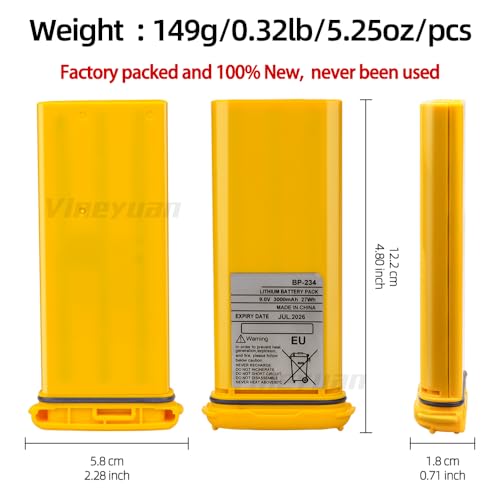 Vineyuan Bateria de lítio de substituição 9,0V 3000mAh ICOM BP-234 para rádios Icom IC-GM1600, IC-GM
