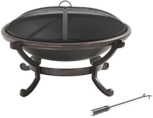 Crosley Furniture Ashland Outdoor Fire Pit With Oversized Bowl And Steel Mesh Lid - Antique Black #TOP20