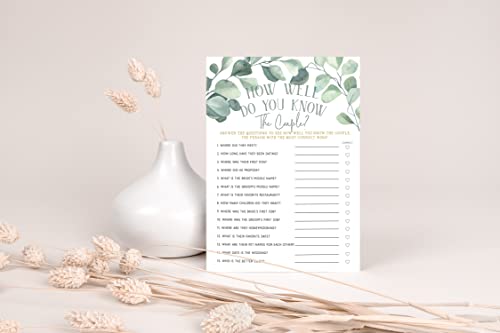 Your Main Event Prints Eucalyptus Bridal Shower Games and Activities (How Well Do You Know The Couple)