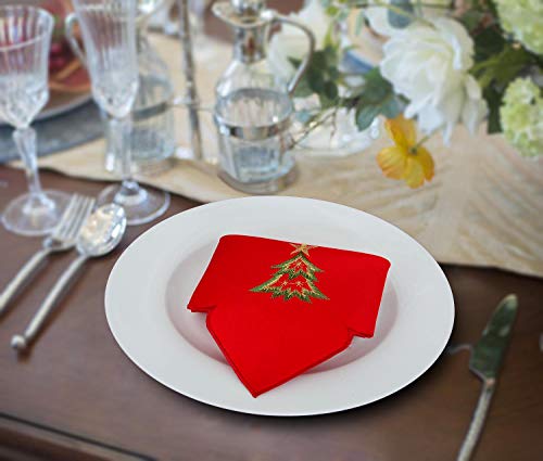 Servilletas navideñas rojas bordadas 4 unidades miniatura 4