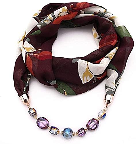 w+ Stylish Fashionable Pendant Scarf Necklace Stole Dupatta Stoles Muffler Wrap Scarves for Women and Girls-picture-36