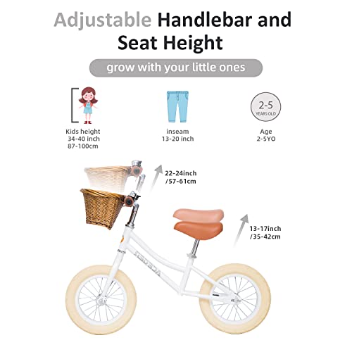 Aceger Balance Bike For Kids With Basket, Ages 2 To 5 Years（White） #TOP2