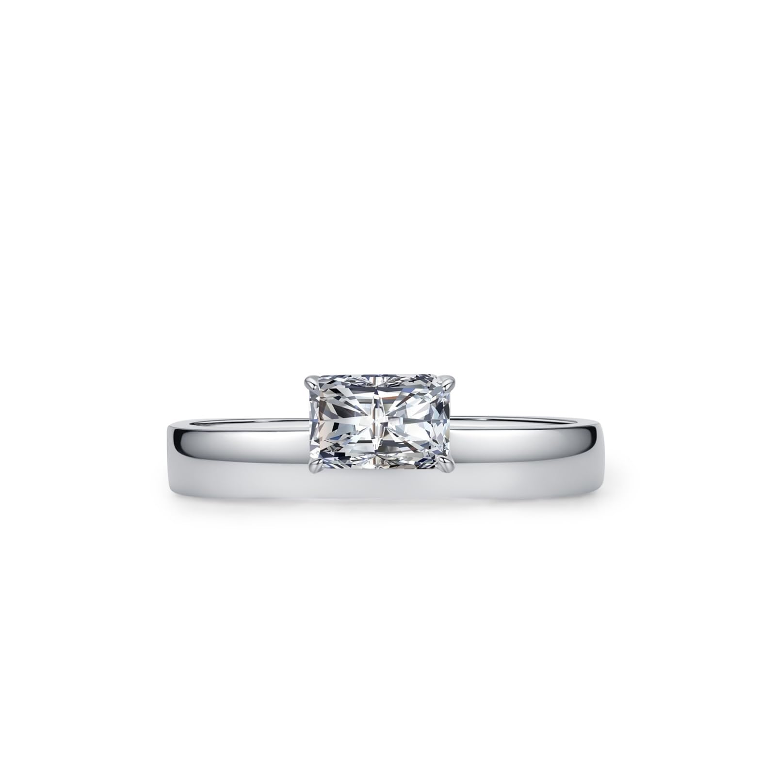 Anillo de mujer de oro blanco auténtico, anillo de boda solitario con diamante de 0,8 quilates cultivado en laboratorio