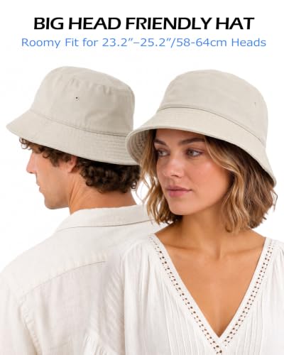 Image of Zylioo XL XXL Bucket Hat for Big Heads, Washed Cotton Sun Hat | Roomy L-XXL Fit With Washed Cotton Comfort, Easy To Fold For Fishing, Beach, Hiking, Travel, And Summer Wear