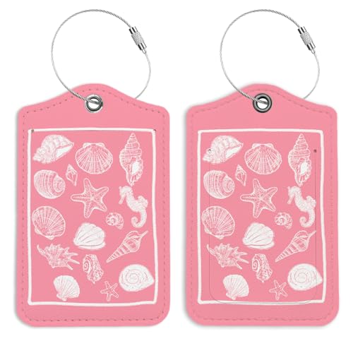 LARTSFRO Coquette Pink Beach Luggage Tags for Suitcases, Cute Luggage Tag, Preppy Luggage Tag, Back to School for Students, Trendy 2 Pack Luggage Tags for Travel, Funky Teen Girls Gifts Suitcase Tags