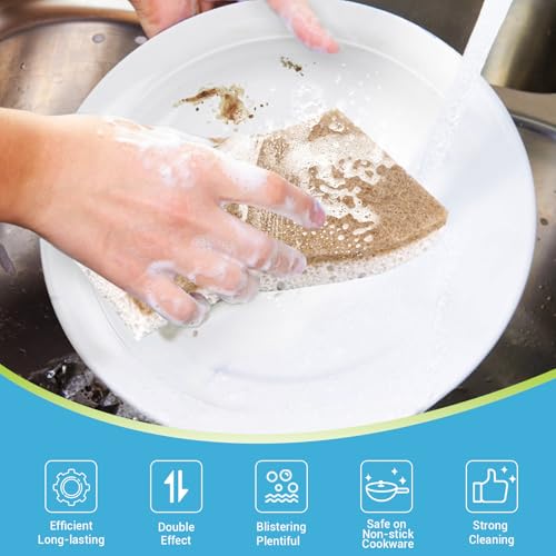 Image of AIDEA XL Scrub Sponges Non-Scratch, 6Count, Large Natural Sponge for Non Stick Cookware, Sponges Kitchen, Cellulose Cleaning Sponge for Dishes, Kitchen, Bathroom, Household