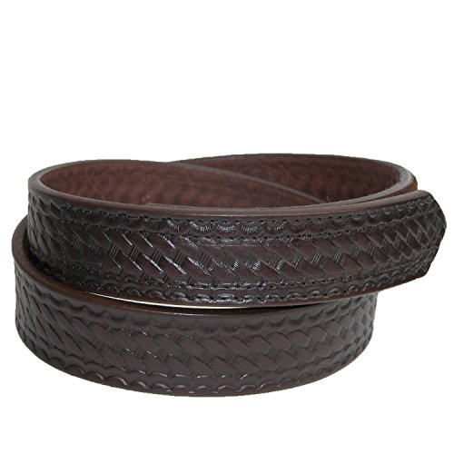 Boston Leather Men's Leather Basketweave Hook and Loop Mechanics Belt, 38, Brown