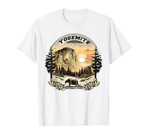 Vintage Yosemite National Park California Mountain Escursioni Maglietta