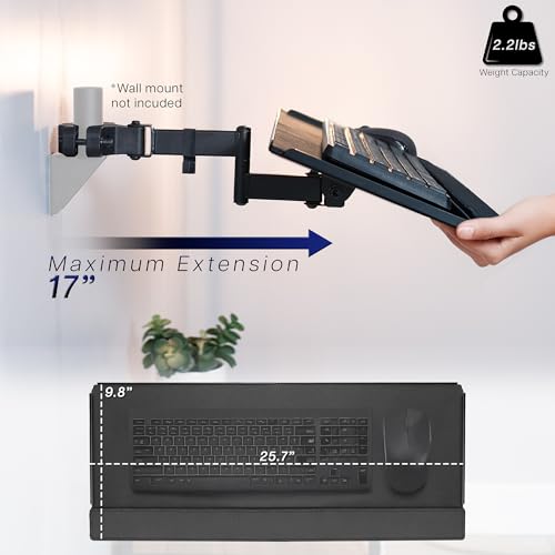 Image of VIVO Universal 26 Inch Keyboard and Mouse Tray Pole Mount, 360 Degree Rotation, Neutral Writing Position, Black, Mount-POLEKB