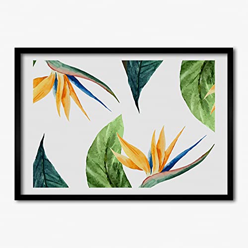 Cadre en bois décoratif haute finition Tulup peinture fleurs 70x50 cm