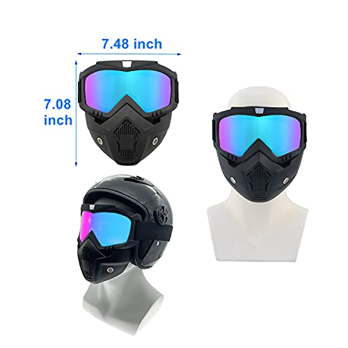 Ljdj Motorcycle Goggles With Removable Face Mask - Dirt Bike Atv Motocross Eyewear Anti-Uv Adjustable Mx Riding Offroad Cycling Motorbike Protective Glasses Racing Combat Tactical Military Goggles #TOP1