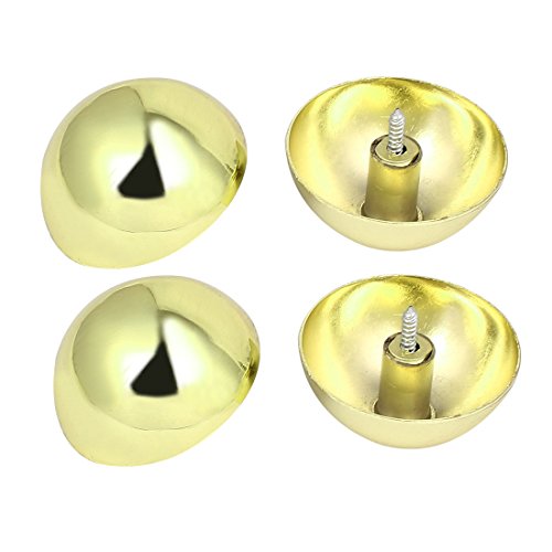 Aexit 46mm Dia Quality Parts Head Metal Semicircle Screw Type Glass Mirror Nail Gold Tone 4pcs Model:87as414qo190