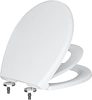 Vista 3 de R&T Asiento de inodoro redondo con asiento de entrenamiento para ir al baño integrado, asiento de cierre lento para niños y adultos, fácil