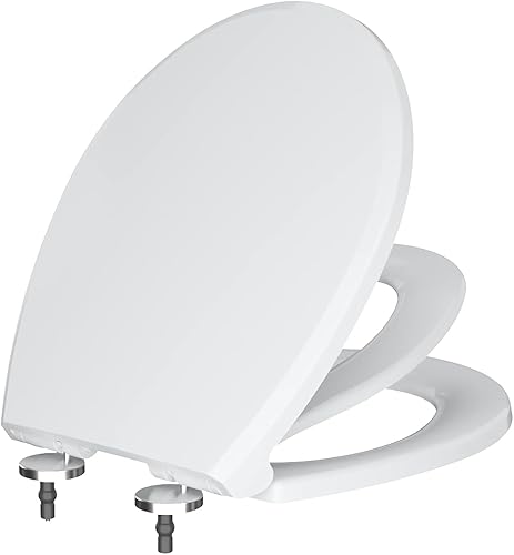 Miniatura 3 de R&T Asiento de inodoro redondo con asiento de entrenamiento para ir al baño integrado, asiento de cierre lento para niños y adultos, fácil de