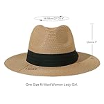 Lanzom Women Wide Brim Straw Panama Roll up Hat Fedora Beach Sun Hat UPF50+ - Image 2