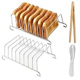 ZhongShuang 2 Stück Edelstahl Toasthalter Set, Brotmesser & Buttermesser inklusive, Multifunktional Toast Halter für Heißluftfritteuse Airfryer, Ideal für Hotel, Restaurant und Heimgebrauch