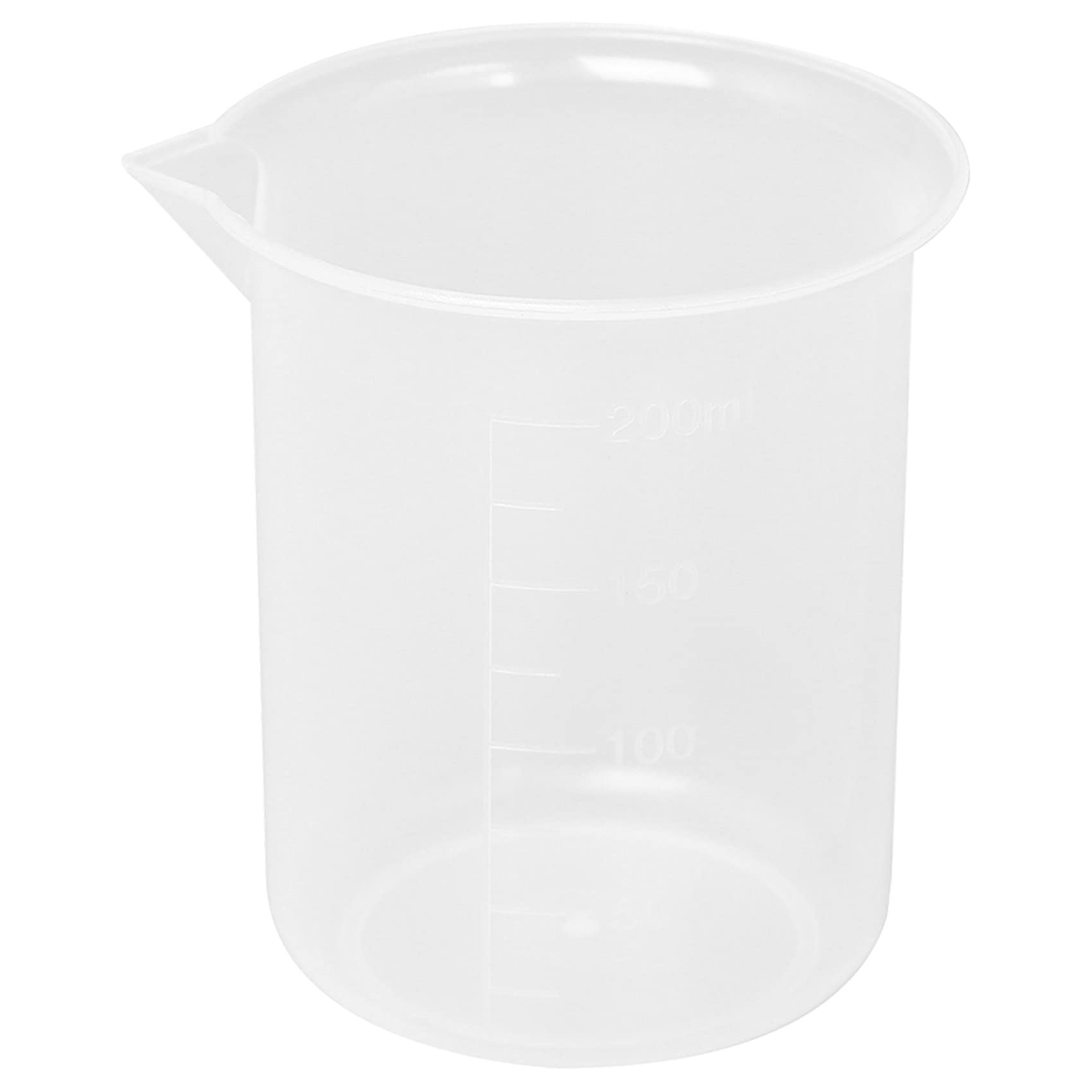 Tuesoa Kitchen Lab Graduated Beaker Clear Plastic Measuring Cup Thicken with Cap Measuring Jug 200mL 2pcs