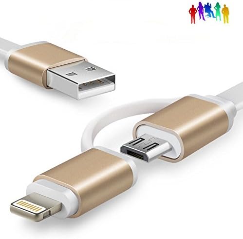 Five Guys - Apple MFi Certified 2 in 1 Dual Connector Lightning to MicroUSB Sync and Charge Cable for Smartphones & Tablets. iPad Charger, iPhone Charger, Samsung, Google and more!