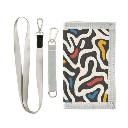 ALAZA Kids Wallets for Boys Girls Toddler Trifold Wallet Children Small Abstract Lines with Zipper Coin Pocket